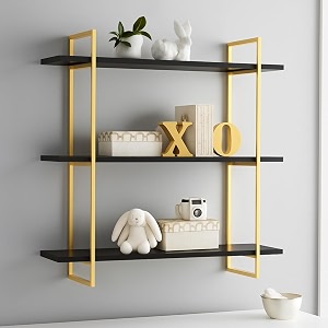 brown art shoppee 3 tier metal amp engineered wood home floating shelves for wall dcor storage wall shelf wall mounted shelf for bedroom living room bathroom kitchen shelves gold amp black