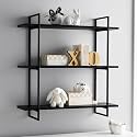 Brown Art SHOPPEE 3 Tier Metal &amp; Engineered Wood Home Floating Shelves for Wall Décor Storage, Wall Shelf, Wall Mounted Shelf for Bedroom, Living Room, Bathroom, Kitchen, Shelves (Full Black)