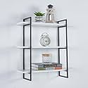 Brown Art SHOPPEE 3 Tier Metal &amp; Engineered Wood Home Floating Shelves for Wall Décor Storage, Wall Shelves, Wall Mounted Shelves for Bedroom, Living Room, Bathroom, Kitchen, Shelves (Black &amp; White)