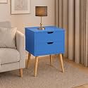Device Bas with BROWN ART SHOPPEE 2-Drawer End Side Table With Drawer And Solid Wood Legs, Bedside Table For Mid-Century Modern Drawer Storage Cabinet For Bedroom &amp; Living Room Furniture (Blue)