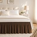 Brown Bed Skirt Full Size 15 Inch Drop, Elastic Wrap Around Bedskirt