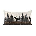 Brown Black Deer Satin Pillowcases with Zipper Cal King Size Cooling Vintage Forest Silk Pillow Cases for Hair and Skin Smooth Soft Spring Retro Elk Tree Throw Pillow Covers for Women Men 20x40 Inch