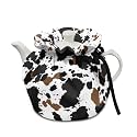 Brown Cow Print Tea Cosy Stain Resistant Insulated Teapot Dust Cover for Home Kitchen Decor Tea Cozies Both Sides Can Be Used Teapot Cozy Breakfast Warmer
