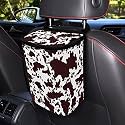 Brown Cow Print Trash Can for Car Portable Garbage Bag with Lid and Zipper Interior Auto Accessories Portable Trash Bin Hanging Backseat Cute Cowhide Multipurpose Multipurpose Trash Bags