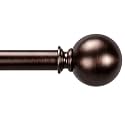 Brown Curtain Rods for Windows 18 to 144 inches, 1 Inch Modern Metal Drapery Rods, Adjustable Heavy Duty Curtain Pole with Round Finials(18"-144"Dark Red)