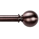Brown Curtain Rods for Windows 18 to 45 inches, 1 Inch Modern Metal Drapery Rods, Adjustable Heavy Duty Curtain Pole with Round Finials(18"-45"Dark Red)