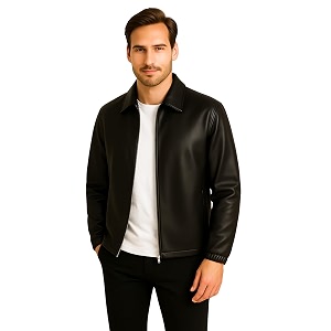 Brown Faux Leather Jacket For Men -
