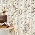 Brown Floral Cotton Shower Curtain, Cottagecore French Country, 54x78