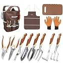 Brown Garden Tools Set 12-Piece, Gardening Gifts for Women Men