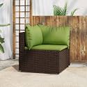 Brown and Green Patio Corner Sofa with Removable Cushions, Modern Outdoor Modular Furniture Set, Durable PE Rattan and Steel Frame for Garden, Balcony, Terrace Relaxation