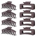 Brown Hair Clips for Women - 8 Pack 4.3 Inch Large Matte Banana Claw Clips for Women Thin Thick Curly Hair, Big Strong Hold jaw