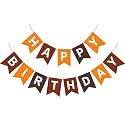 Brown Happy Birthday Banner Sign Birthday Bunting Banner Garland for Kids Girl Woman Birthday Tea Party Decorations Bunting Flag Party Supplies