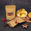Brown Kraft Paper Zip Lock Stand Up Storage Pouches | 200mm*300mm | 1 KG | Pack of 100 | Reusable &amp; Airtight Storage Pouches with Transparent Rectangle Window &amp; Self Sealing Technology