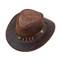 Brown Leather Cowboy Western Hat for Men and Woman Felt Studded Steampunk Hat Deadman Top Hat for Halloween