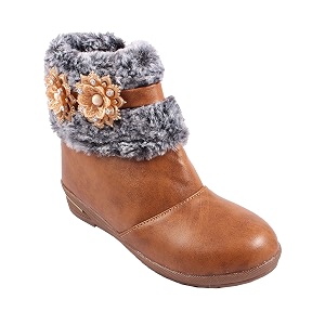 Brown Long Shoes Booties for Baby Girls