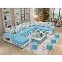 Brown Maple U-Shape Sectional Sofa Set for
