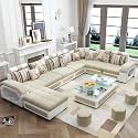 Brown Maple U-Shape Sectional Sofa Set for