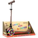 Brown Mini 3 Wheel Scooter for Kids – Lean-to-Steer with LED Light-Up Wheels, Adjustable Handlebar, Wide Anti-Slip Deck, Smooth PU Wheels, Rear Foot Brake – Toddler Scooter for Ages 2+