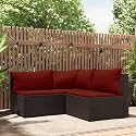 Brown Modular Sectional Outdoor Sofa Set with Cushions, Water-Resistant Poly Rattan Patio Furniture for Balcony Garden Seating, Durable Steel Frame Lounge Set