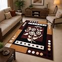 Brown Multi Color Area Rug 6x8 Feet - Floral Living Room Carpet | Anti-Slip Bedroom Floor Rug