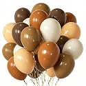 Brown Party Balloons,50pcs 12 Inch Retro Brown Sand White Balloon Coffee Cocoa Tan Neutral Balloons Apricot Beige Nude Balloon for Thanksgiving Wedding Anniversary Bear Party Decorations