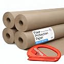 Brown Rosin Masking Paper 24" x 166 feet, 4 Rolls + 1 Cutter – Thick Floor Covering (66 lbs, 1328 sq.ft total) - USA-Made Masking Paper for Painting &amp; Construction, Surface Protection by IDL Packaging