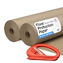 Brown Rosin Masking Paper 36" x 166 feet, 2 Rolls + 1 Cutter – Thick Floor Covering (66 lbs, 996 sq.ft. total) - USA-Made Masking Paper for Painting &amp; Construction, Surface Protection by IDL Packaging