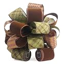 Brown Velvet with Plaid Christmas Tree Topper Bow 11" with 4 Ribbon Streamers x 3 Yards Long Each