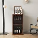 Brown Walnut Color Modular Wine bar Cabinet with Storage Shelves with Hutch for Dining Room