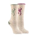 Browning Women's Wool Buckmark Socks, 2 Pairs Wool Blend Outdoor Boot Socks with Arch Support