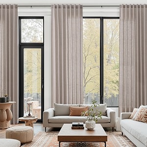 Nanspring Extra Long Linen Curtains 132 Inch