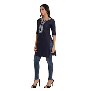 Brownverse Pure Cotton Embroidered Women Short Kurti