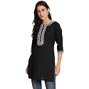 Brownverse Pure Cotton Embroidered Women Short Kurti