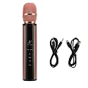 Brrnoo Handheld Microphone Wireless Karaoke Mic with DSP Noise Reduction for Singing Parties (Roseate)