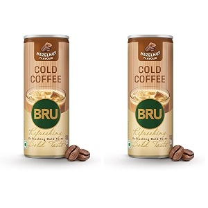 bru cold coffee hazelnut 230ml  thick creamy and irresistable  ready to drink pack of 2