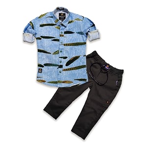 BRUCEWANE Kids Shirt And Trouser Combo Set