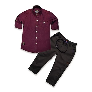 BRUCEWANE Kids Shirt And Trouser Combo Set