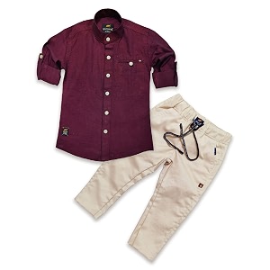 BRUCEWANE Kids Shirt And Trouser Combo Set