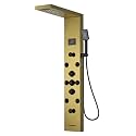 Brushed Gold Shower Panel Tower System 5 In 1 Stainless Steel Shower Tower