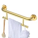 Brushed Gold Towel Grab Bar 17 Inch, Handicap Towel Bar for Shower