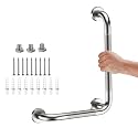 Brushed Nickel Angled Grab Bar 12x16 Inch, L-Shaped Grab Bars for Shower