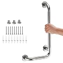 Brushed Nickel Angled Grab Bar 12x24 Inch, L-Shaped Grab Bars for Shower