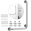 Brushed Nickel Angled Grab Bar 16x24 Inch, L-Shaped Grab Bars for Shower