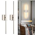 Brushed Nickel Battery Operated Wall Sconces Set of 2, 11000mAh Wireless Rechargeable Wall Lights with Remote Control, 350°Rotate Dimmable Wall Lamp, 3 Color Temperatures, for Bedroom, Living Room