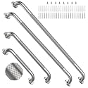 Brushed Nickel Commercial Grab Bar Bundle 16"24"36"40", Shower Grab Bar Set