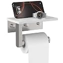 Brushed Nickel Toilet Paper Holder with Marble Shelf Tissue Roll Holder