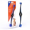 Brushmate Dual-Size Angled Soft Brush Heads Toothbrush for Pet Puppies, Dogs, and Cats - Ergonomic Handle, Long Neck, Special Rubber Stimulators - Dental Care Tool for Healthy Oral Hygiene