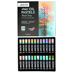 brustro artist oil pastels set of 24 pastel tones  ideal for drawing layering shading illustration on paper canvas board for professionals fine art students