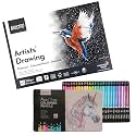 BRUSTRO Artists' Coloured Pencils Pastel Tone Set of 36 with Artist Drawing Glued Pad 200 GSM, A3, 24 Sheets