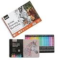 BRUSTRO Artist's Pastel Tone Coloured Pencils, Set of 36 in a Tin box| 4mm Leads, Break Resistant, Pre-Sharpened, Ideal for Drawing, Coloring, Blending and Shading